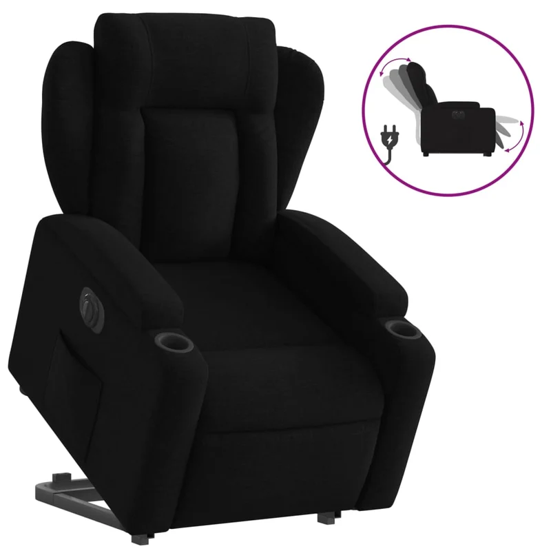 Fauteuil relax TV fonction de levage électrique très confortable en tissu noir DEC028485