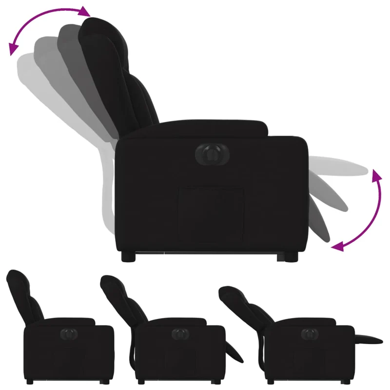 Fauteuil relax TV fonction de levage électrique très confortable en tissu noir DEC028485