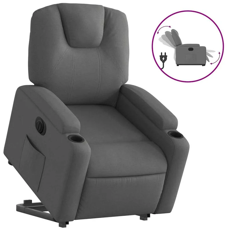 Fauteuil relax TV fonction de levage électrique très confortable en tissu gris foncé DEC028366