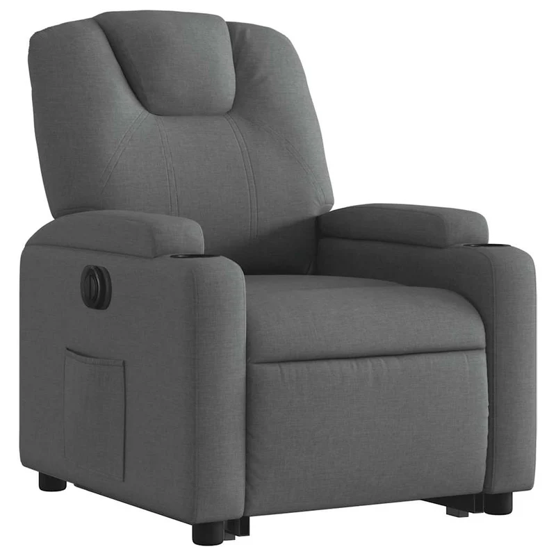 Fauteuil relax TV fonction de levage électrique très confortable en tissu gris foncé DEC028366