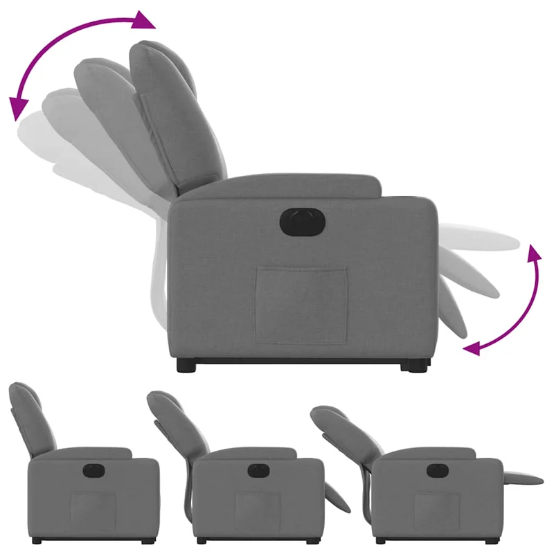 Fauteuil relax TV fonction de levage électrique très confortable en tissu gris foncé DEC028366