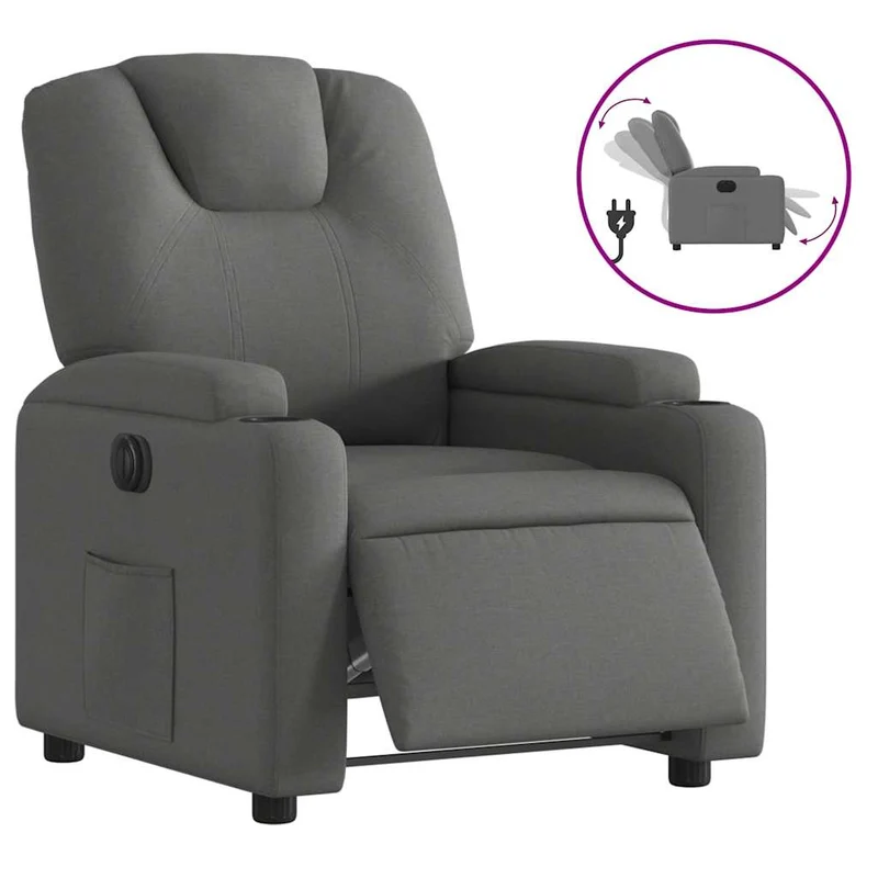 Fauteuil relax TV fauteuil inclinable électrique très confortable en tissu gris foncé DEC028365