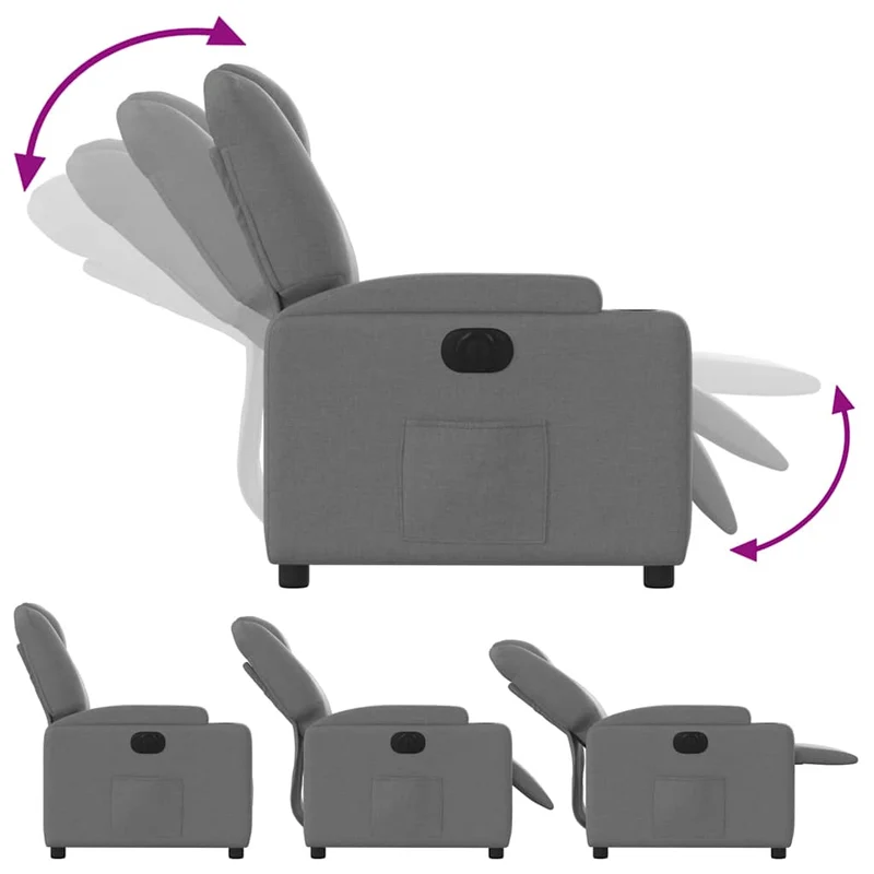 Fauteuil relax TV fauteuil inclinable électrique très confortable en tissu gris foncé DEC028365