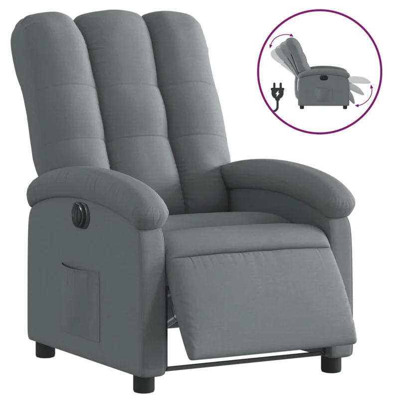 Fauteuil relax TV fonction d'inclinaison électrique très confortable en tissu gris foncé DEC028358