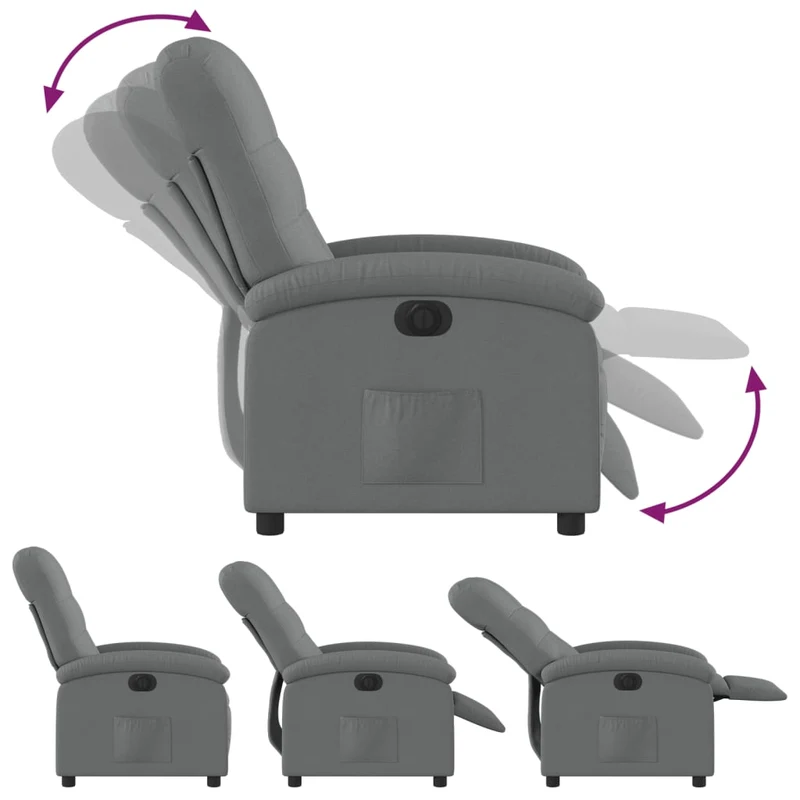 Fauteuil relax TV fonction d'inclinaison électrique très confortable en tissu gris foncé DEC028358