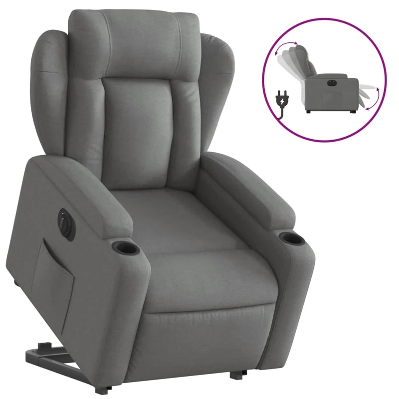 Fauteuil relax TV fonction de levage électrique très confortable en tissu gris foncé DEC028351