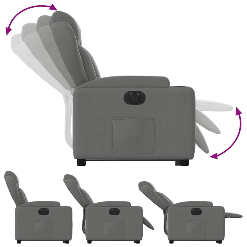 Fauteuil relax TV fonction de levage électrique très confortable en tissu gris foncé DEC028351