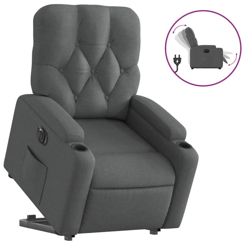 Fauteuil relax TV fonction de levage électrique très confortable en tissu gris foncé DEC028343