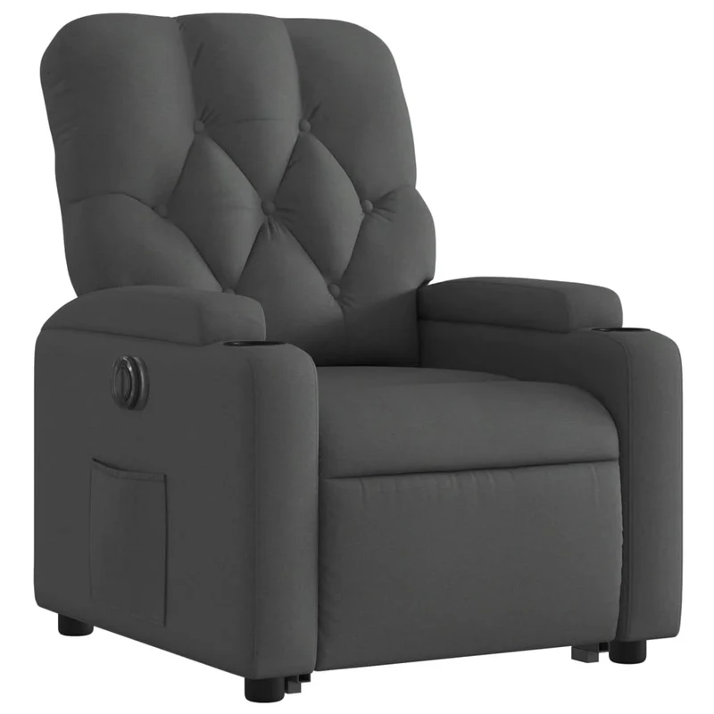 Fauteuil relax TV fonction de levage électrique très confortable en tissu gris foncé DEC028343