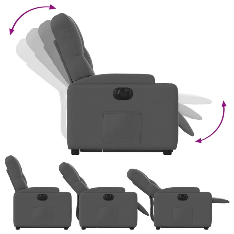 Fauteuil relax TV fonction de levage électrique très confortable en tissu gris foncé DEC028343