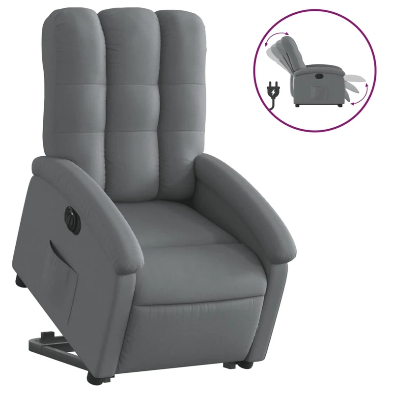 Fauteuil relax TV fonction de levage électrique très confortable en tissu gris foncé DEC028342