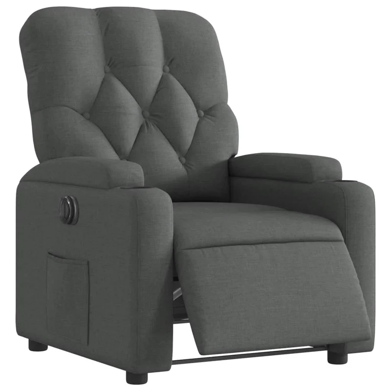 Fauteuil relax TV fonction d'inclinaison électrique très confortable en tissu gris foncé DEC028341