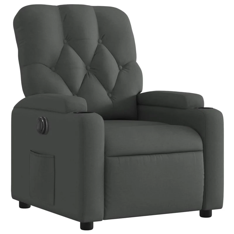 Fauteuil relax TV fonction d'inclinaison électrique très confortable en tissu gris foncé DEC028341