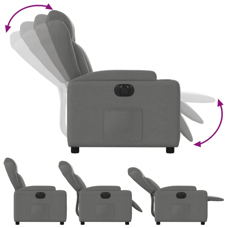 Fauteuil relax TV fonction inclinable électrique très confortable en tissu gris foncé DEC028339