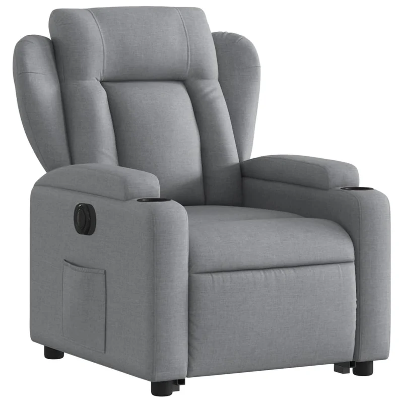 Fauteuil relax TV fonction de levage électrique très confortable en tissu gris clair DEC028325