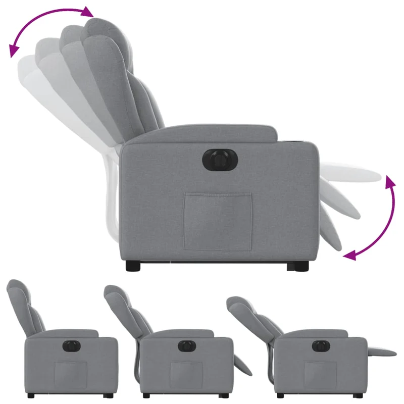 Fauteuil relax TV fonction de levage électrique très confortable en tissu gris clair DEC028325
