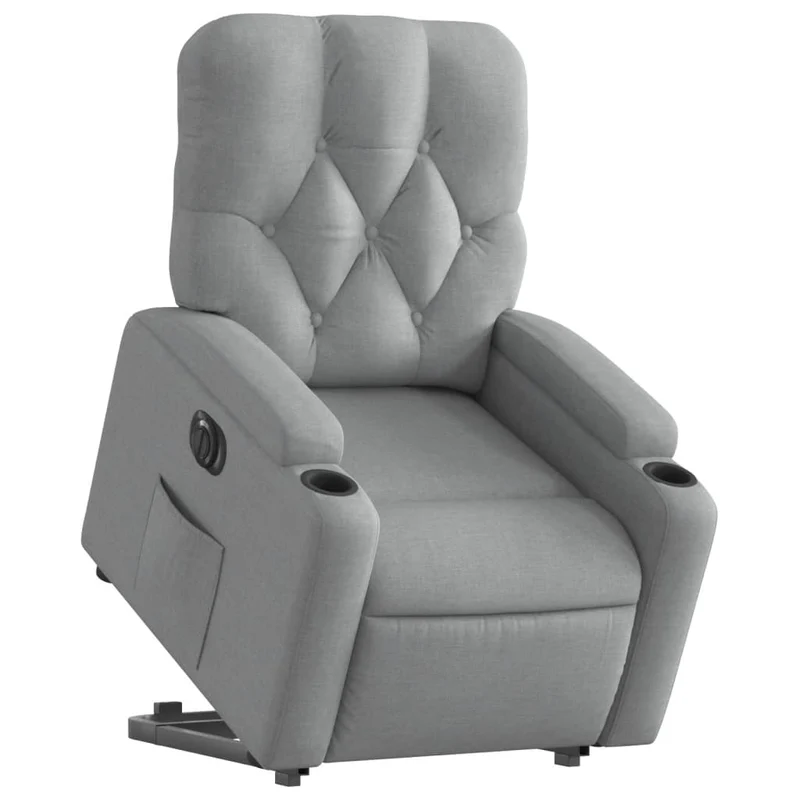 Fauteuil relax TV fonction de levage électrique très confortable en tissu gris clair DEC028309
