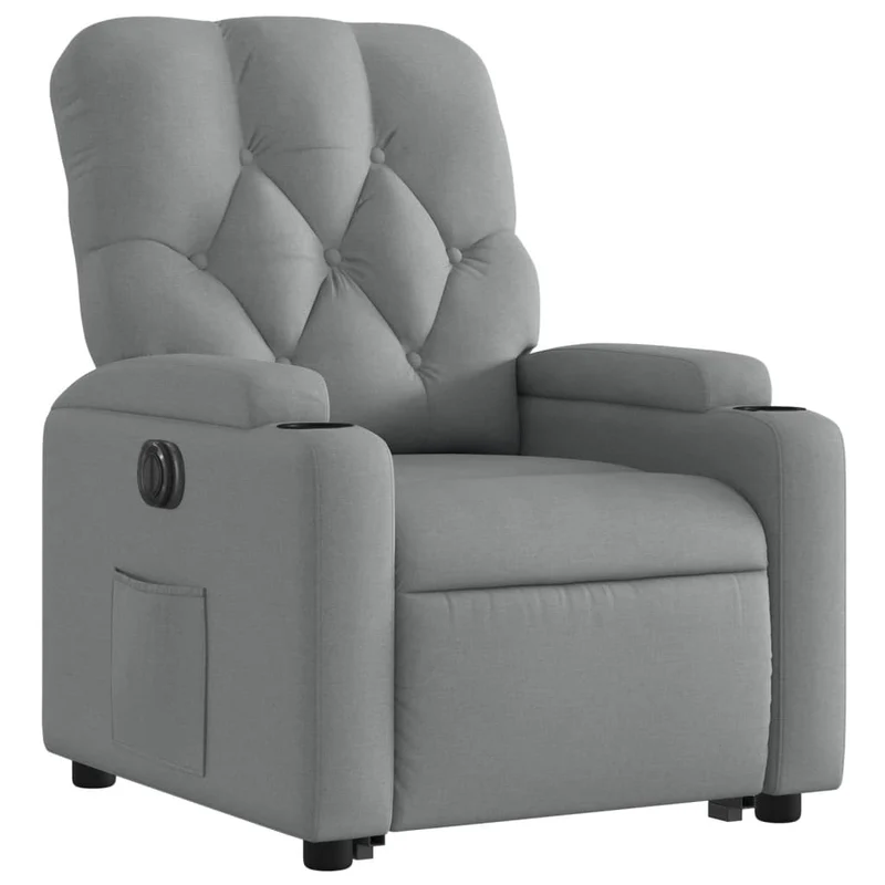 Fauteuil relax TV fonction de levage électrique très confortable en tissu gris clair DEC028309