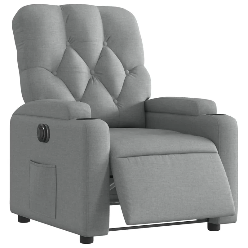 Fauteuil relax TV fonction d'inclinaison électrique très confortable en tissu gris clair DEC028307