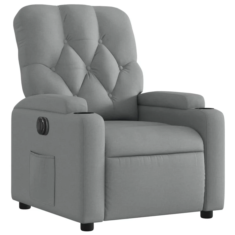 Fauteuil relax TV fonction d'inclinaison électrique très confortable en tissu gris clair DEC028307