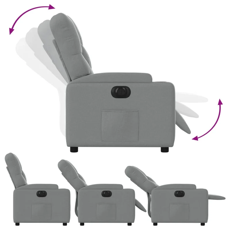 Fauteuil relax TV fonction d'inclinaison électrique très confortable en tissu gris clair DEC028307