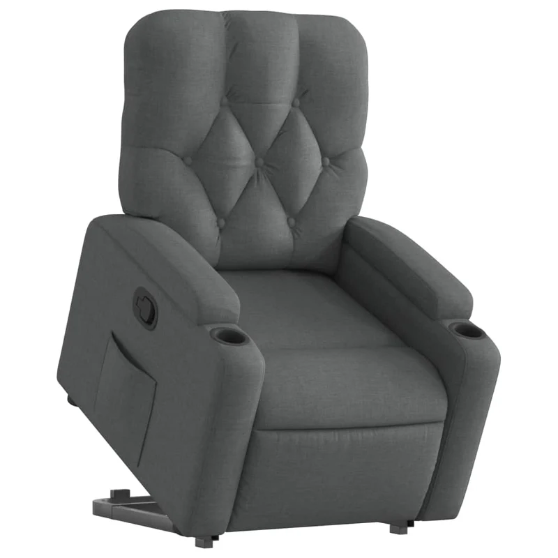 Fauteuil relax TV rembourrage confortable fonction de levage électrique en tissu gris foncé DEC027957