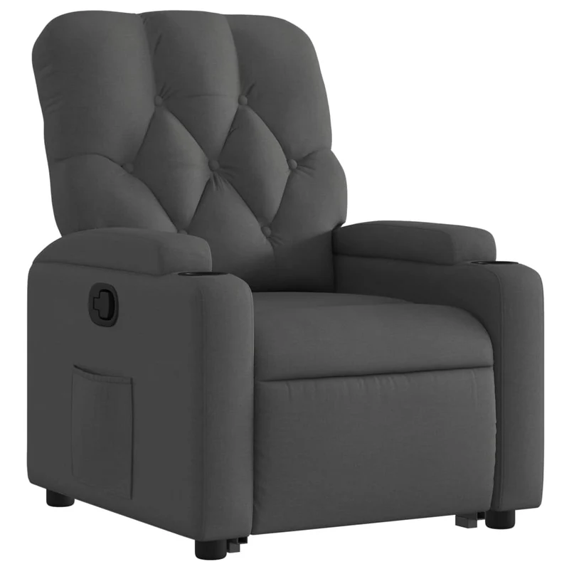Fauteuil relax TV rembourrage confortable fonction de levage électrique en tissu gris foncé DEC027957