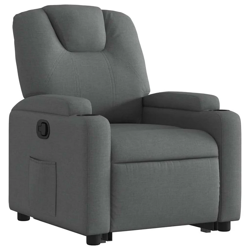 Fauteuil relax TV rembourrage confortable fonction de levage électrique en tissu gris foncé DEC027946