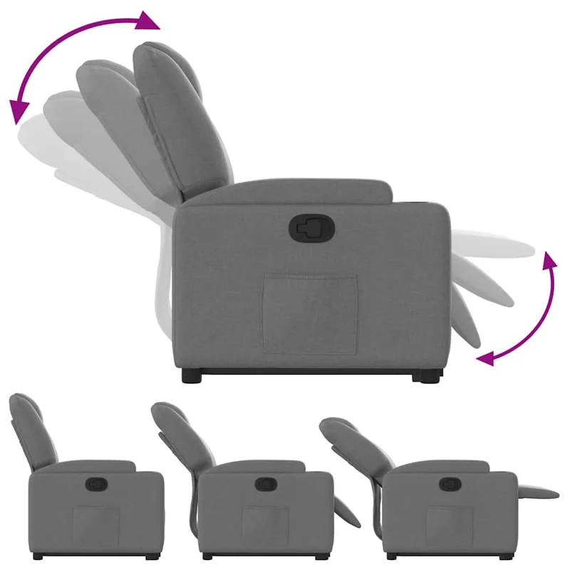 Fauteuil relax TV rembourrage confortable fonction de levage électrique en tissu gris foncé DEC027946