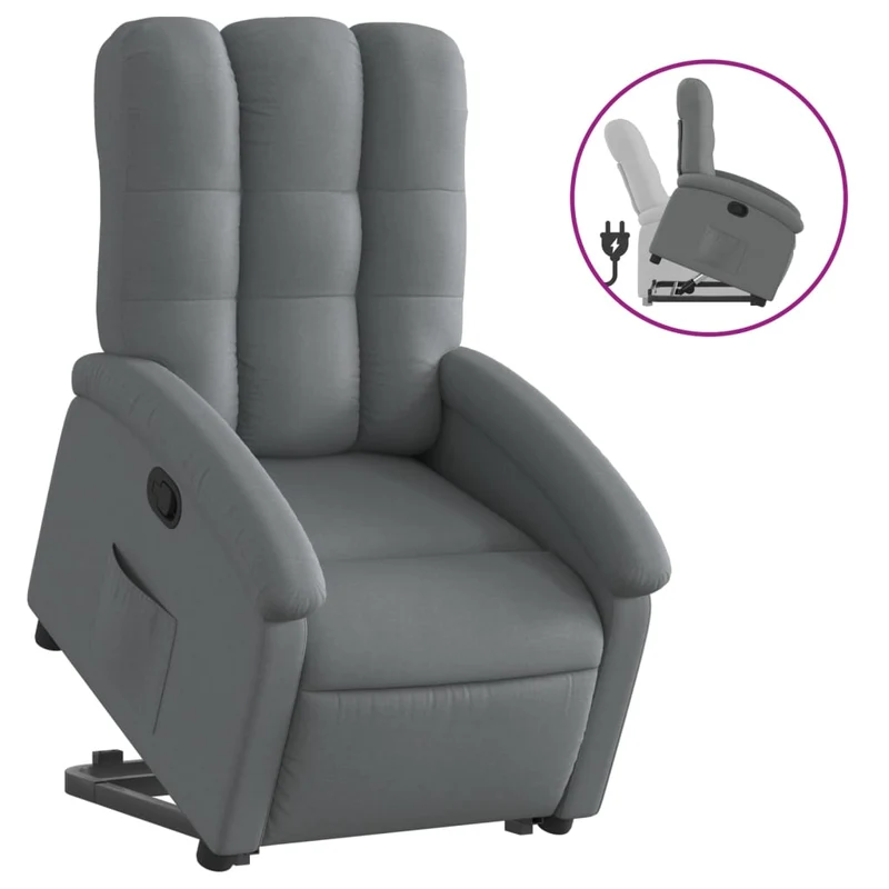Fauteuil relax TV rembourrage confortable fonction de levage électrique en tissu gris foncé DEC027943