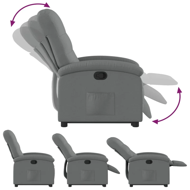 Fauteuil relax TV rembourrage confortable fonction de levage électrique en tissu gris foncé DEC027943