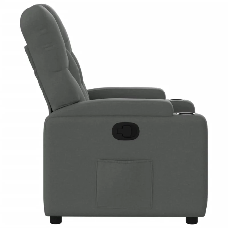 Fauteuil relax TV rembourrage confortable fonction d'inclinaison manuelle en tissu gris foncé DEC027942