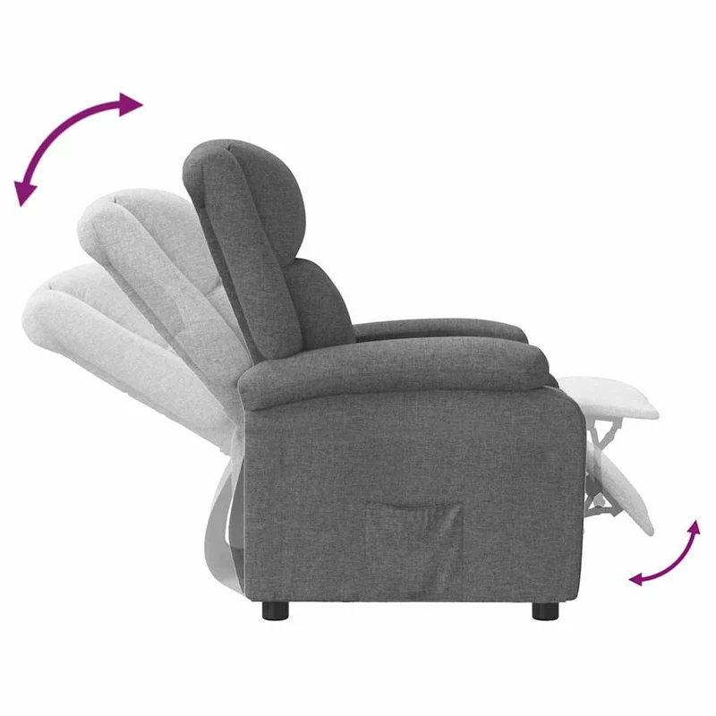 Fauteuil relax TV rembourrage confortable fonction d'inclinaison manuelle en tissu gris DEC027940