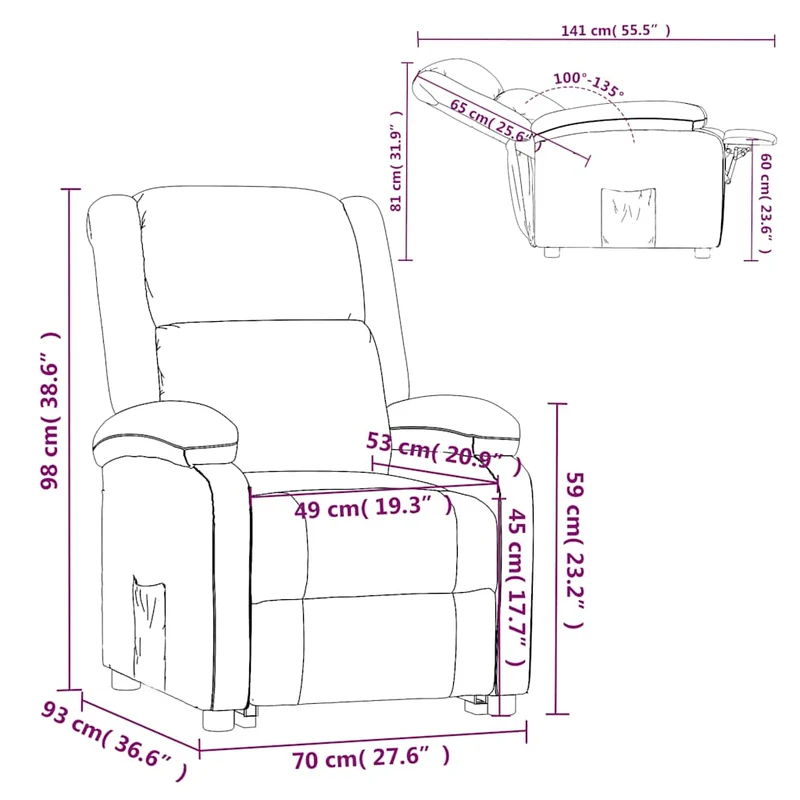 Fauteuil relax TV rembourrage confortable fonction d'inclinaison manuelle en tissu gris DEC027940