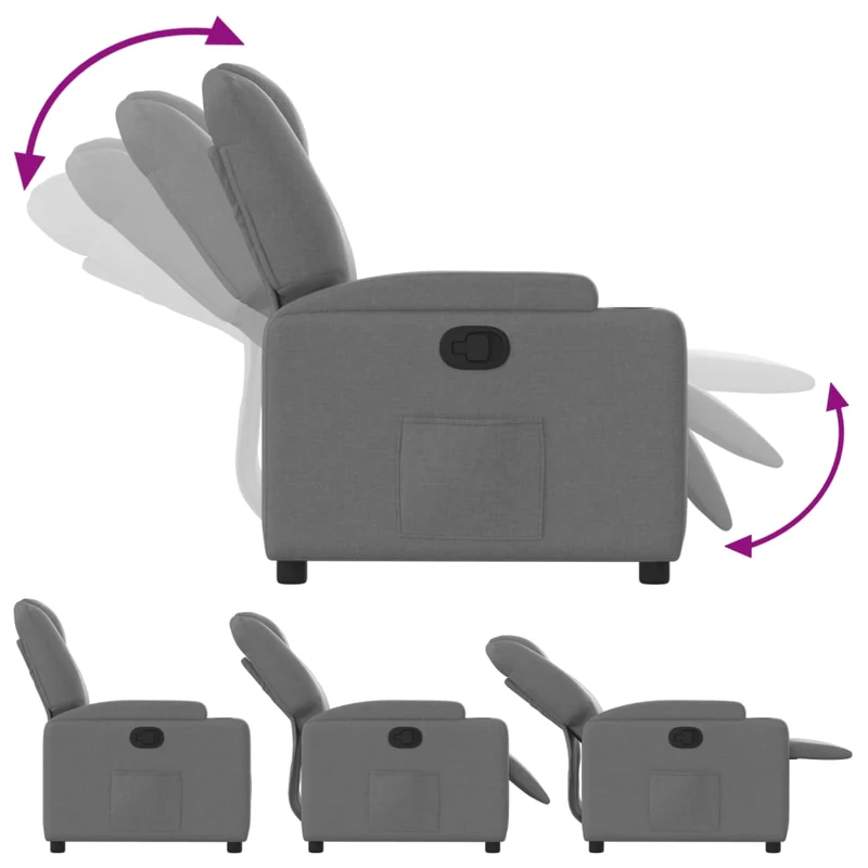 Fauteuil relax TV rembourrage confortable fonction d'inclinaison manuelle en tissu gris foncé DEC027928