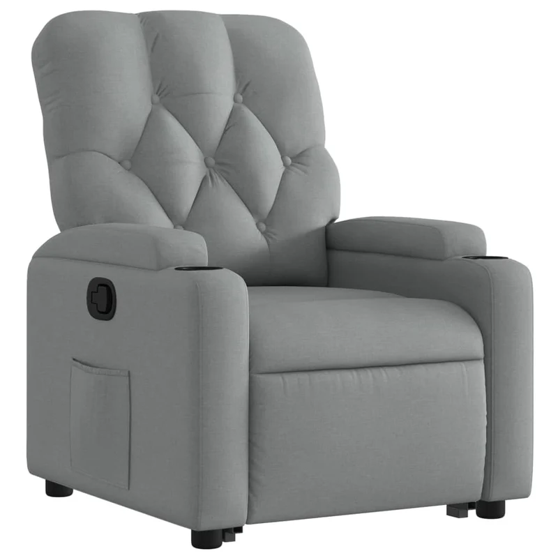 Fauteuil relax TV rembourrage confortable fonction de levage électrique en tissu gris clair DEC027908