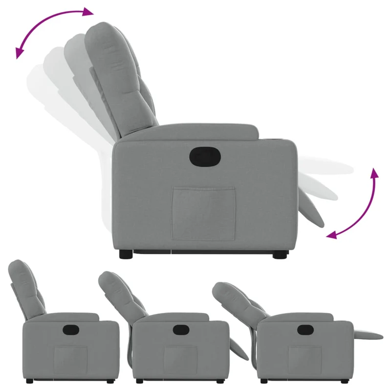 Fauteuil relax TV rembourrage confortable fonction de levage électrique en tissu gris clair DEC027908