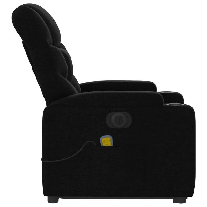 Fauteuil de relaxation fonction massage et inclinable fonction de levage électrique en tissu noir DEC027817