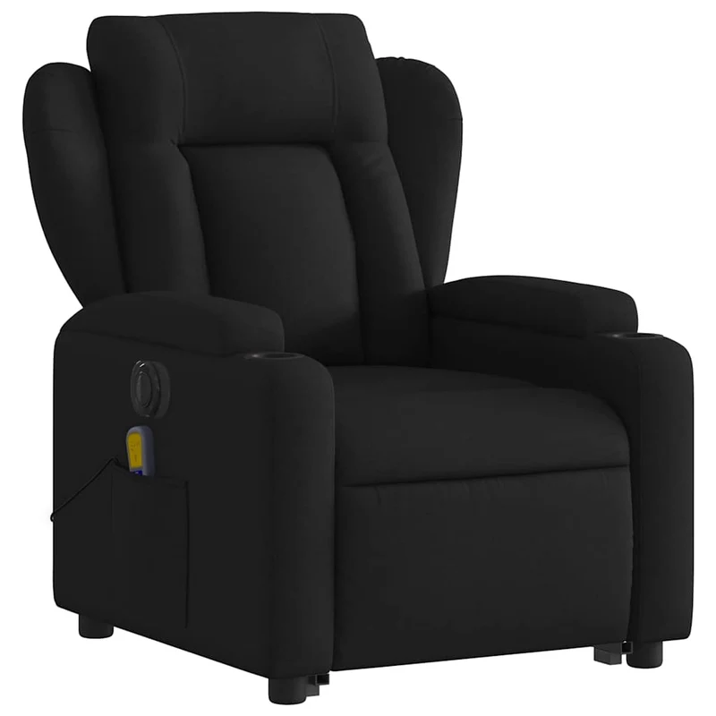Fauteuil de relaxation fonction massage et inclinable fonction de levage électrique tissu noir DEC027811
