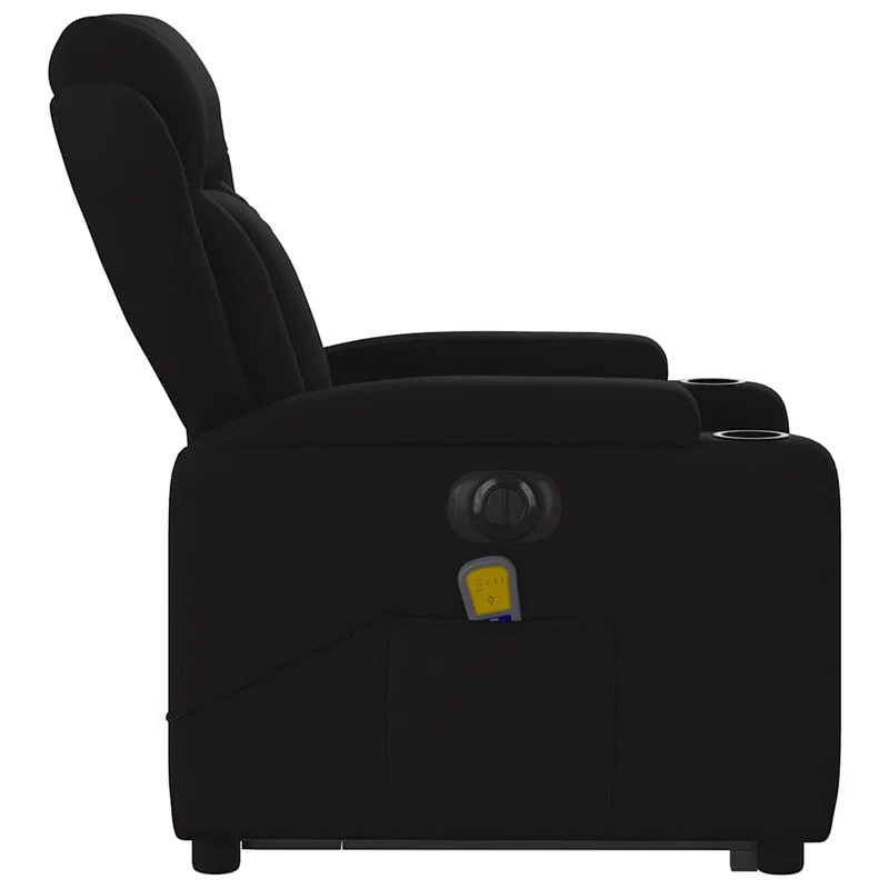 Fauteuil de relaxation fonction massage et inclinable fonction de levage électrique tissu noir DEC027811