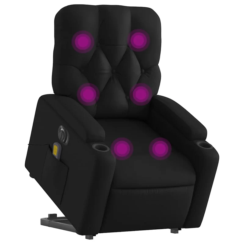 Fauteuil de relaxation fonction massage et inclinable fonction de levage électrique en PVC noir DEC027809