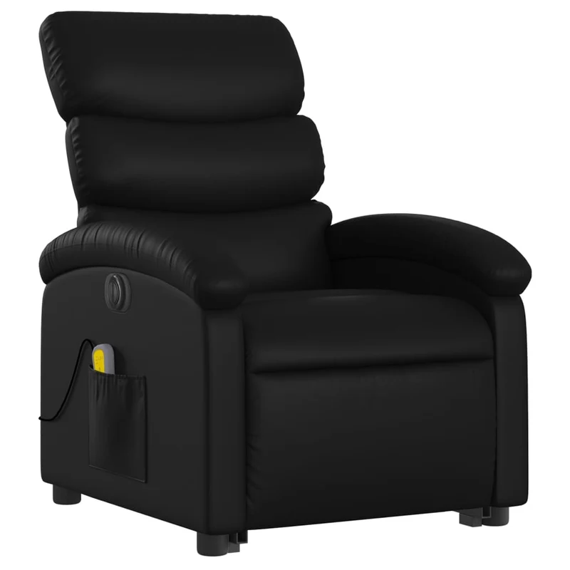 Fauteuil de relaxation fonction massage et inclinable fonction de levage électrique en PVC noir DEC027804