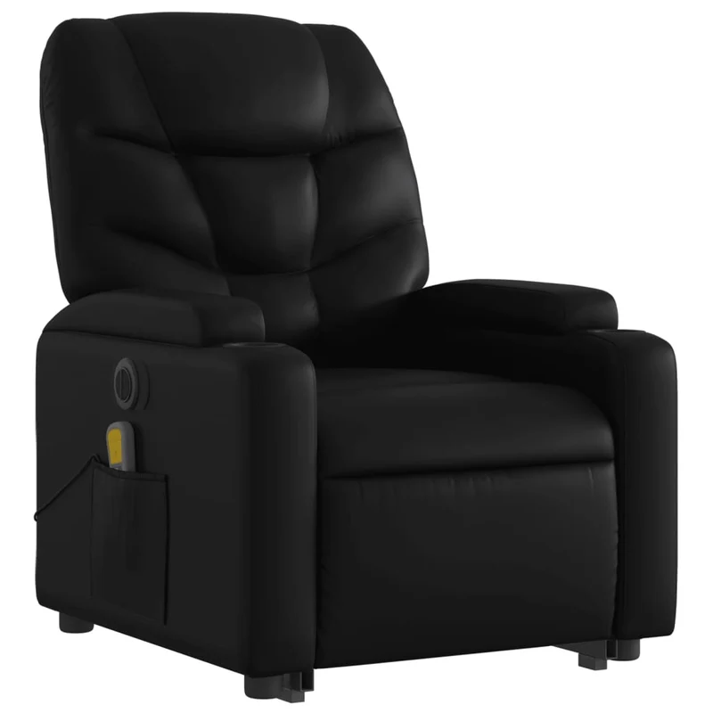 Fauteuil de relaxation fonction massage et inclinable fonction de levage électrique PVC noir DEC027799