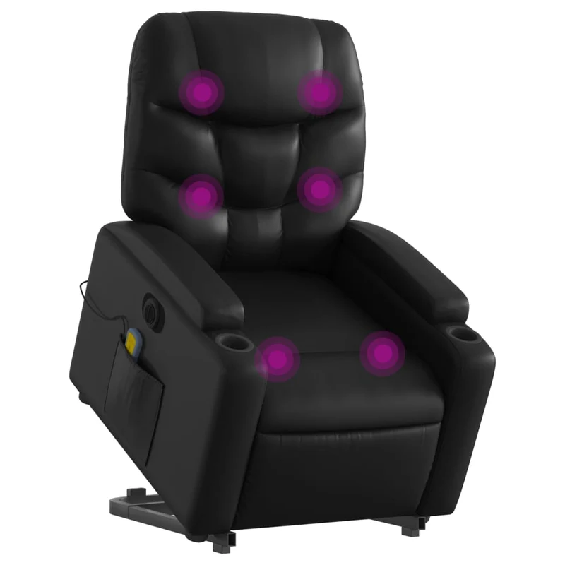 Fauteuil de relaxation fonction massage et inclinable fonction de levage électrique PVC noir DEC027799