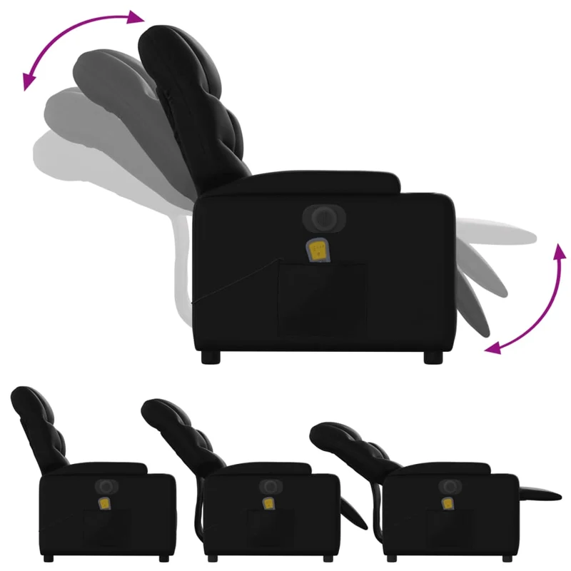 Fauteuil de relaxation fonction massage et inclinable fonction de levage électrique PVC noir DEC027799