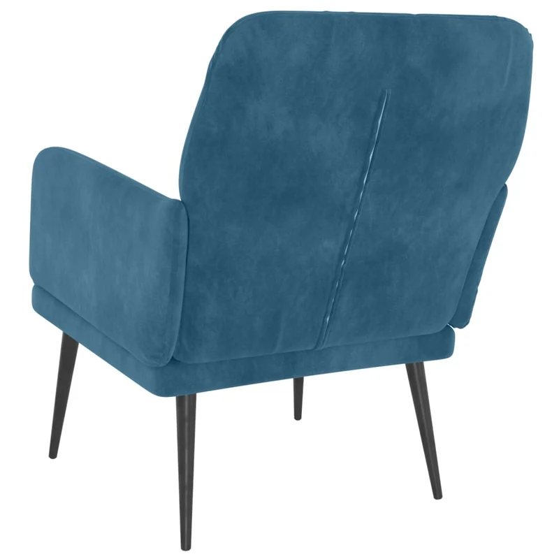 Fauteuil lounge design moderne avec accoudoirs 62 x 79 x 79 cm en velours bleu et pieds en métal noir DEC026854