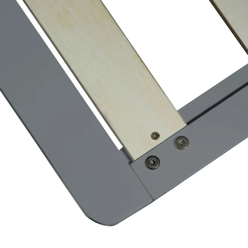 Lit palette en bois massif gris 140x200 cm avec tiroirs de rangement et sommier à lattes LIT06239