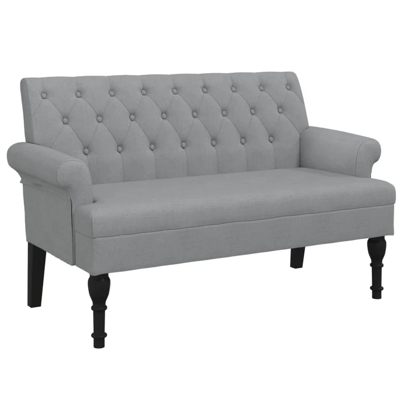 Banquette banc avec dossier avec dossier capitonné 120 x 62 x 75,5 cm en tissu gris clair DEC024646