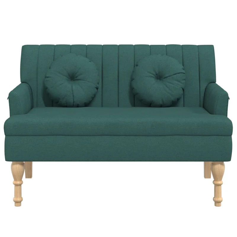 Banquette banc avec coussins dossier et accoudoirs 113 x 64,5 x 75,5 cm tissu vert DEC024636