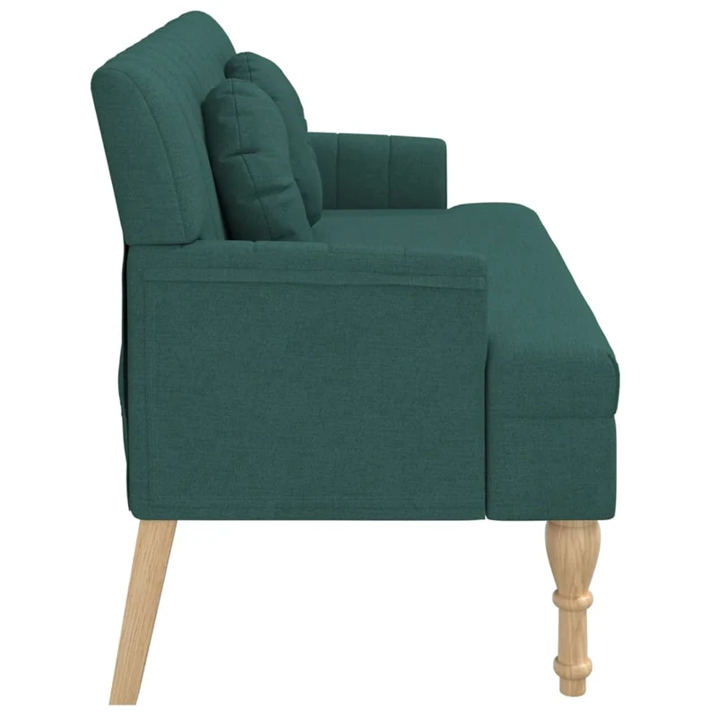 Banquette banc avec coussins dossier et accoudoirs 113 x 64,5 x 75,5 cm tissu vert DEC024636